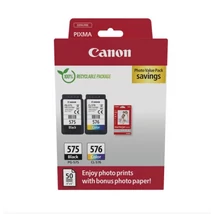 Canon PG-575/CL-576 (5,6ml BK+6,2ml CMY) eredeti 2db-os tintapatron multipack + Fotópapír