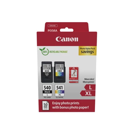 Canon PG-540L BK / CL-541XL CMY (26.00 ml) eredeti 2db-os tintapatron csomag Fotópapír