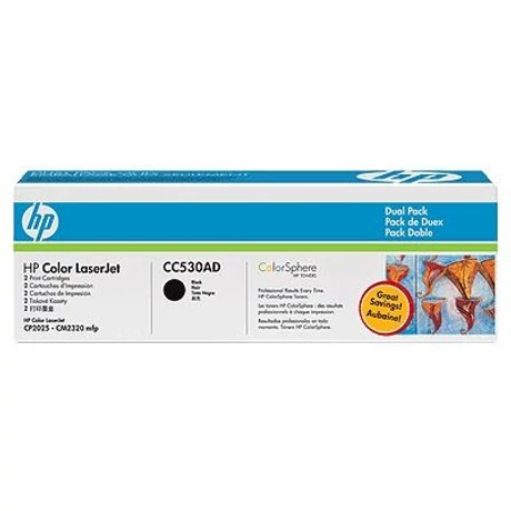 HP CC530AD (BK) eredeti (2db) toner