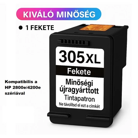 Utángyártott HP 305XL (3YM62AE) (BK) (18ml) tintapatron /Lepkés CN/ (HP 2800e/4200e szériákhoz)
