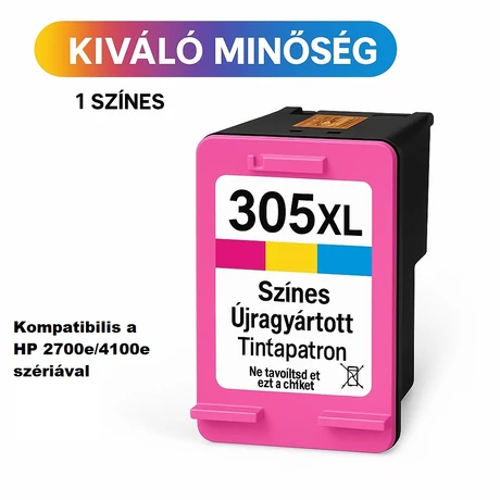 Utángyártott HP 305XL (3YM63AE) (CMY) (18ml) tintapatron /Lepkés CN/ (HP 2700e/4100e szériákhoz)