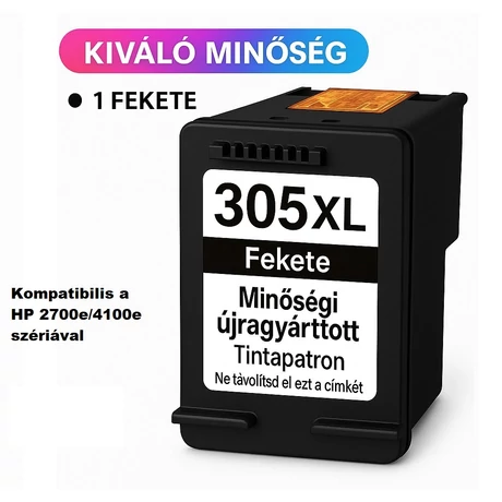 Utángyártott HP 305XL (3YM63AE) (Bk) (18ml) tintapatron /Lepkés CN/ (HP 2700e/4100e szériákhoz)