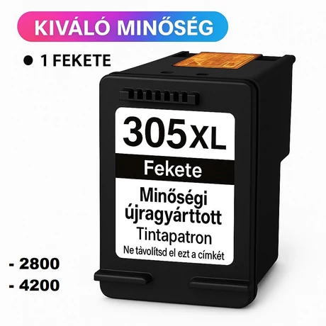 Utángyártott HP 305XL (3YM62AE) (BK) (18ml) tintapatron /Lepkés CN/ (HP 2800e/4200e szériákhoz)